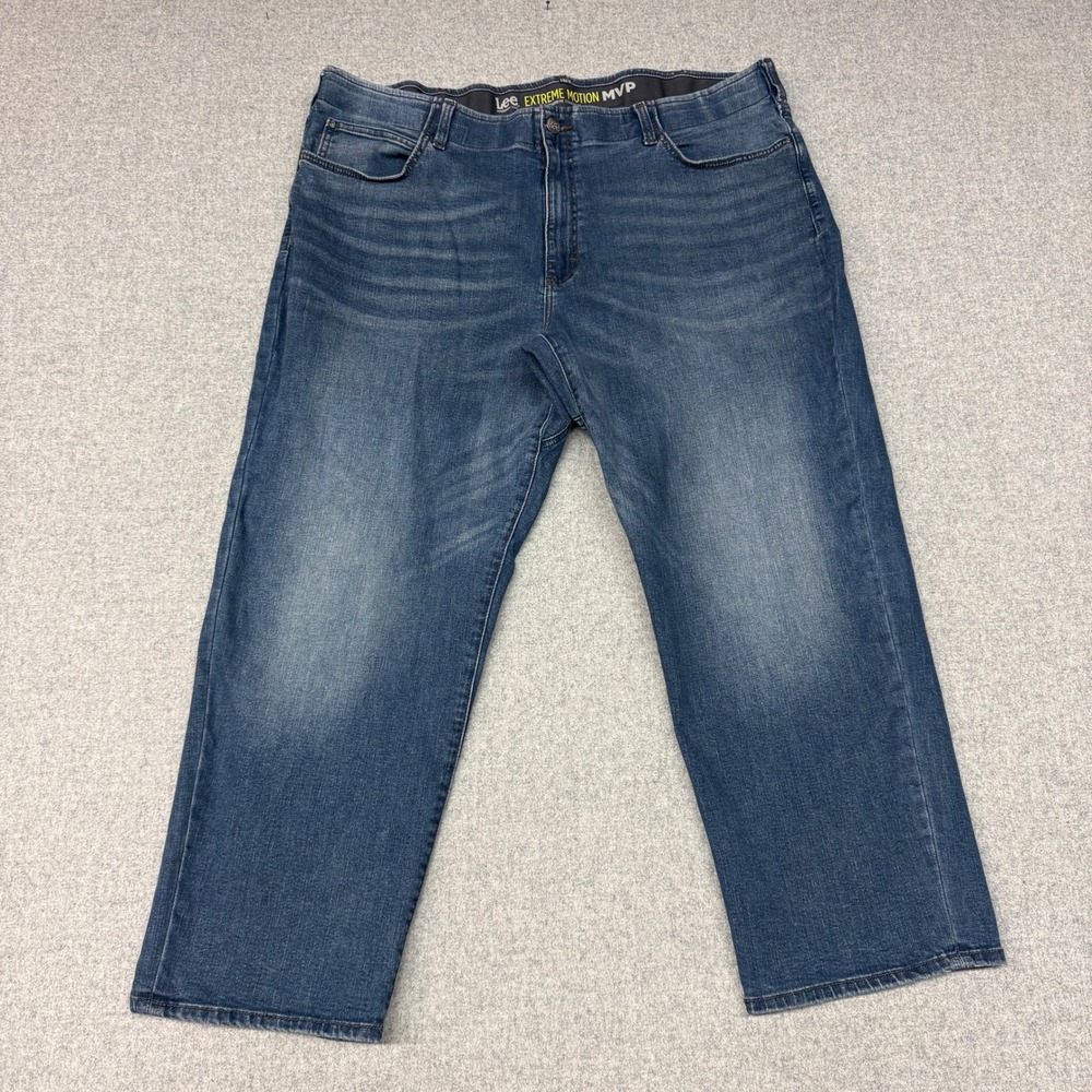 Lee Extreme Motion MVP Jeans 46x30 Blue Relaxed Fit Straight Leg Stretch Denim